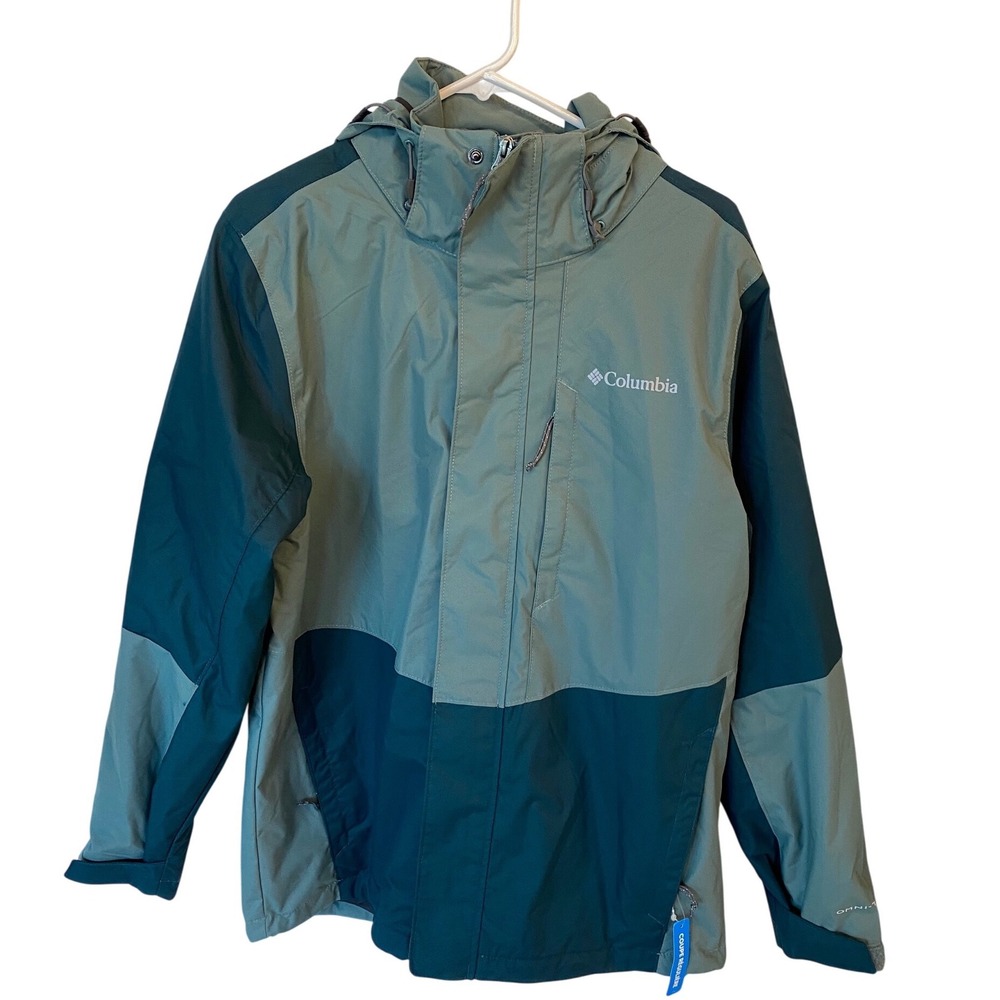 Columbia Interchange Mens Medium Green Teal Colorblock Ski Snowboard Jacket READ